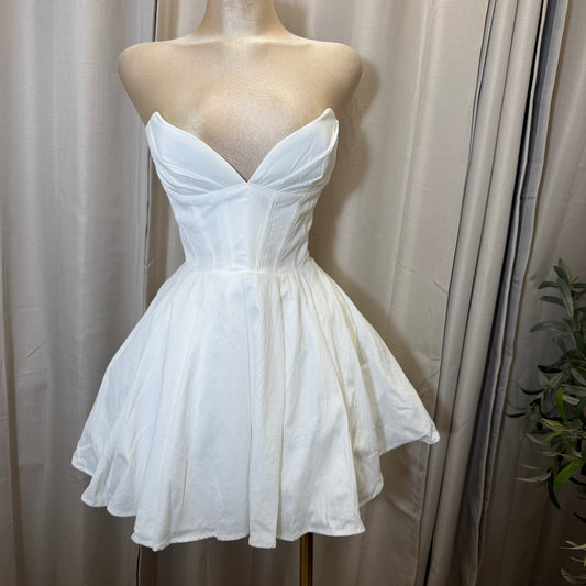 Strapless corset Mini Dress-White/Ivory