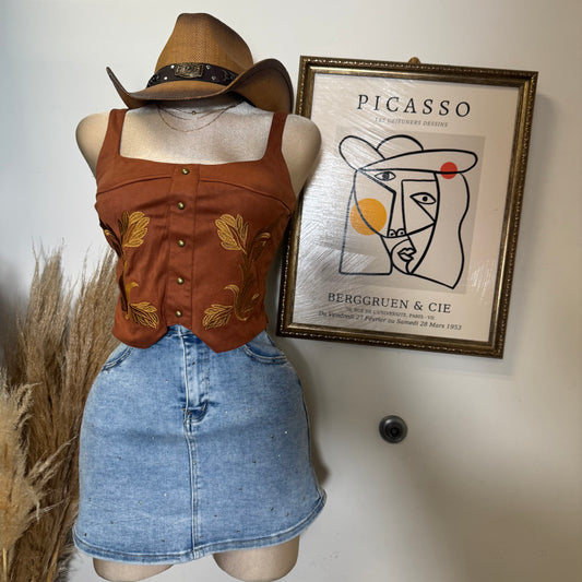 Western corset Top- rust
