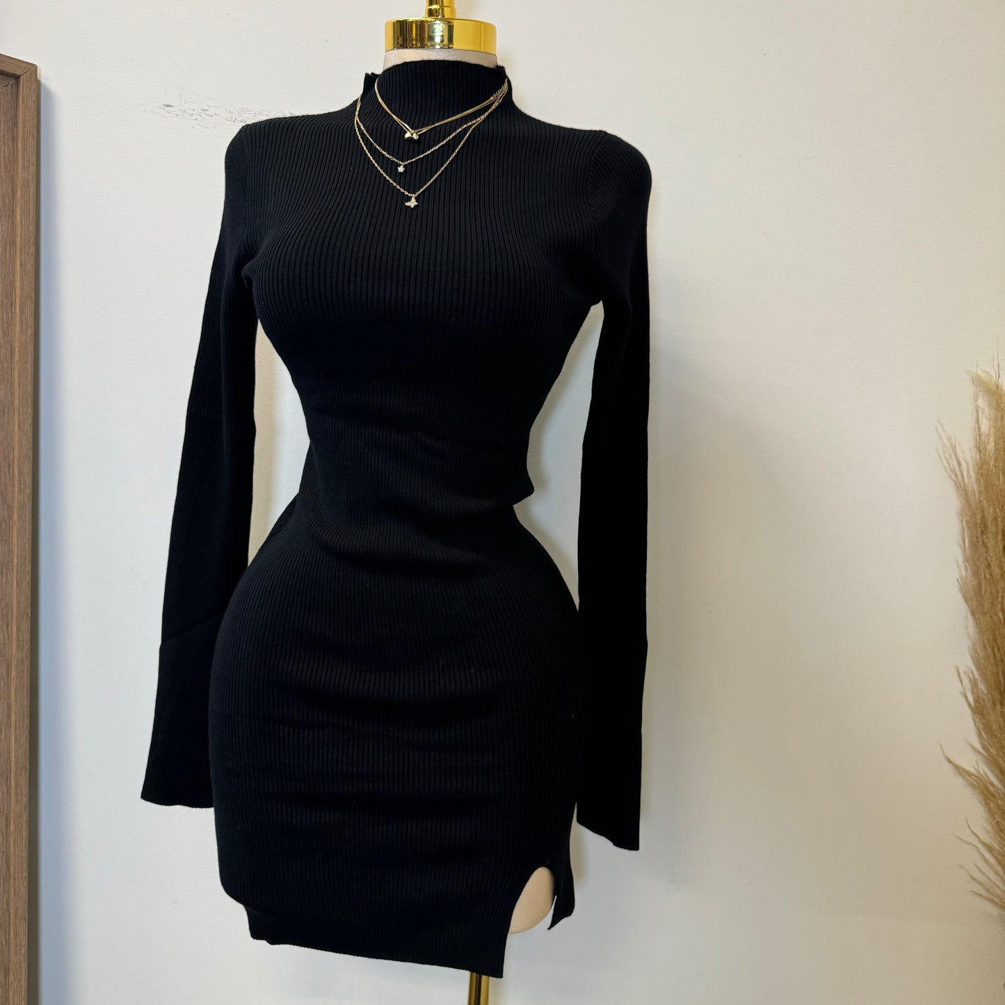 Joany Sweater Dress-Black