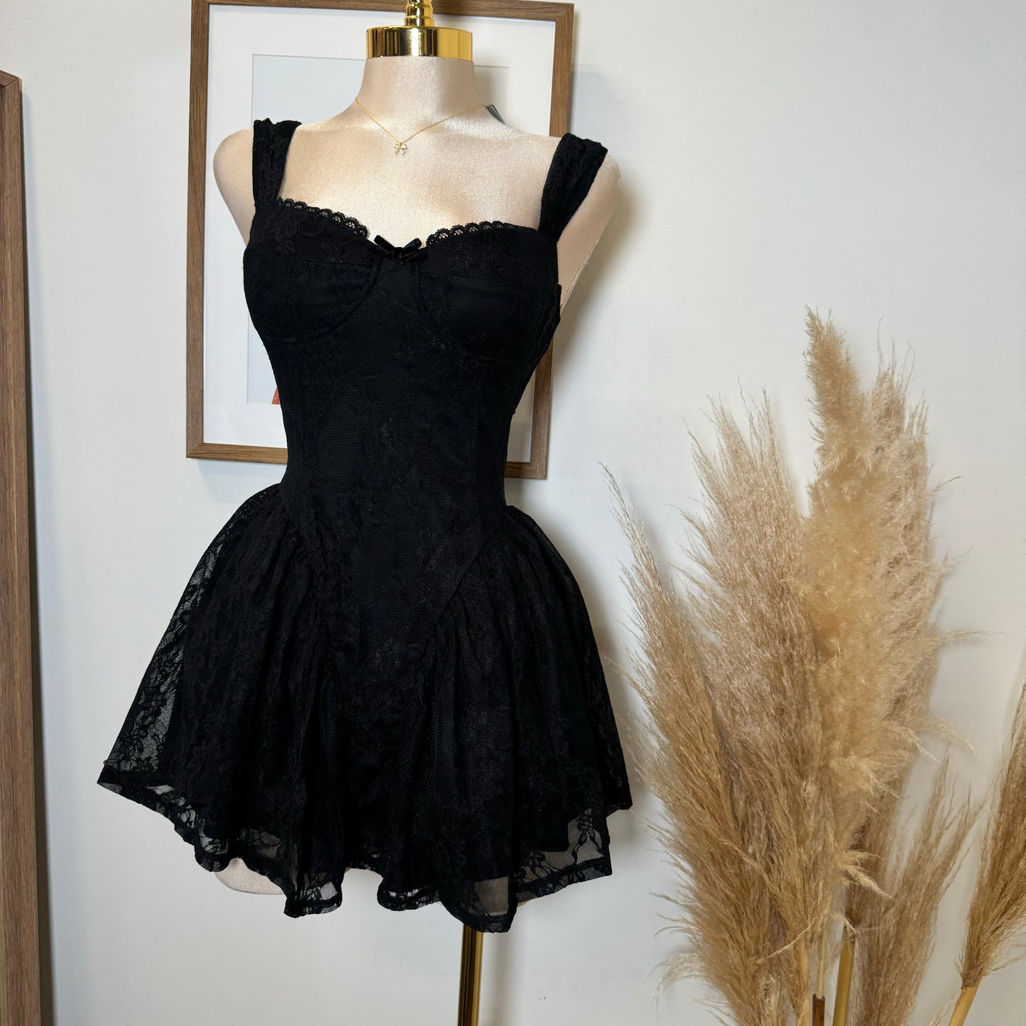 Miriam Lace Mini Dress-Black