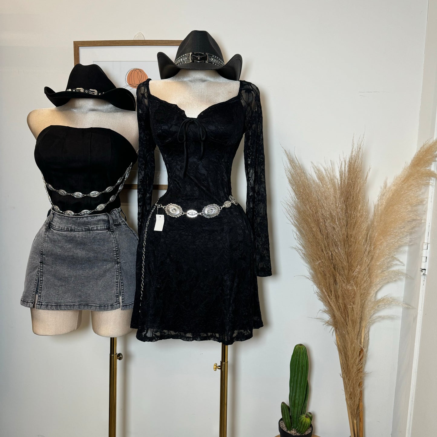 Suede Western Bodysuit-Black