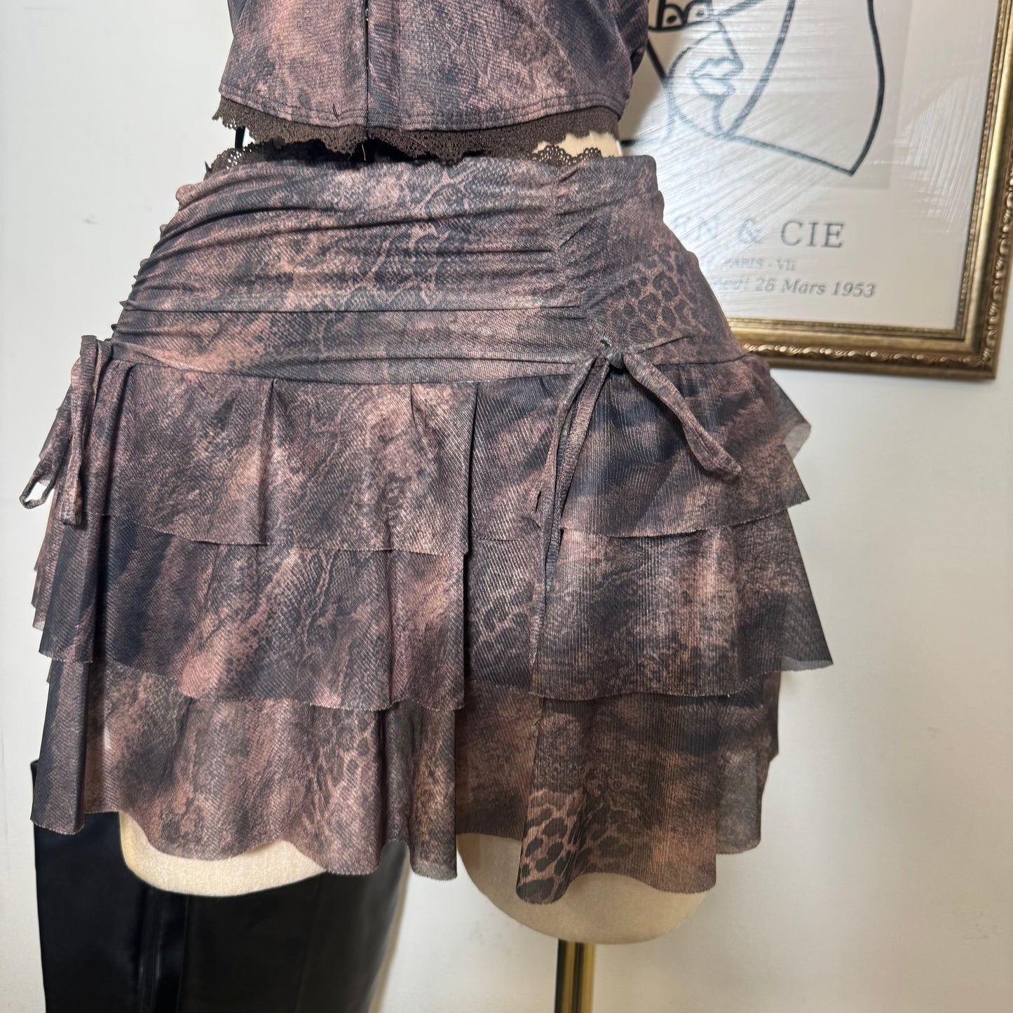 Printed Halter Top and Skirt Set-Chocolate