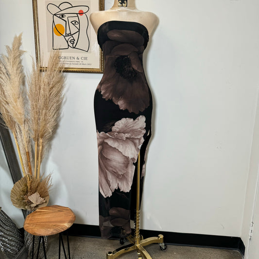 Tube Slit Maxi Dress-Brown