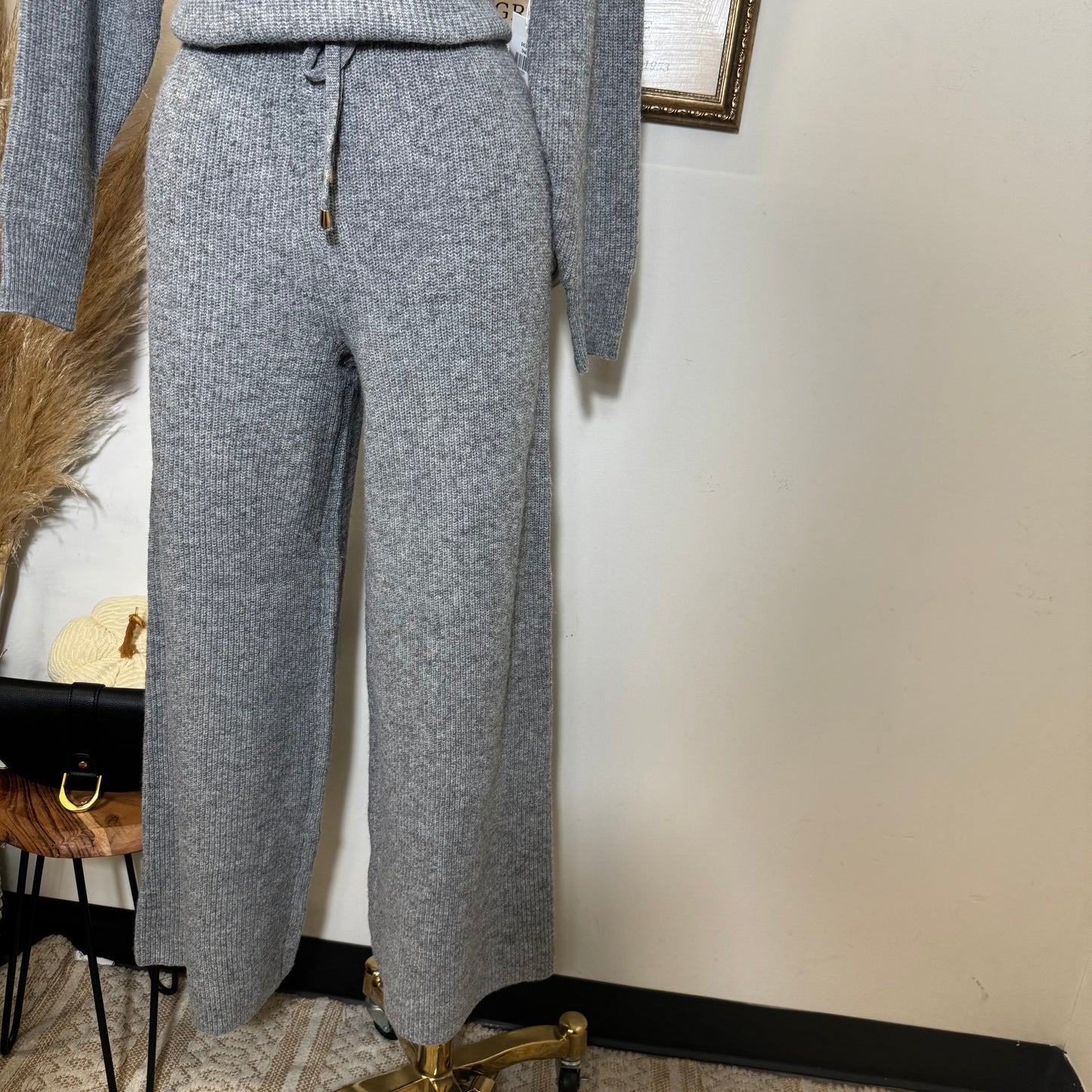 Quarter zip sweater and Pants Set-Heather Gray
