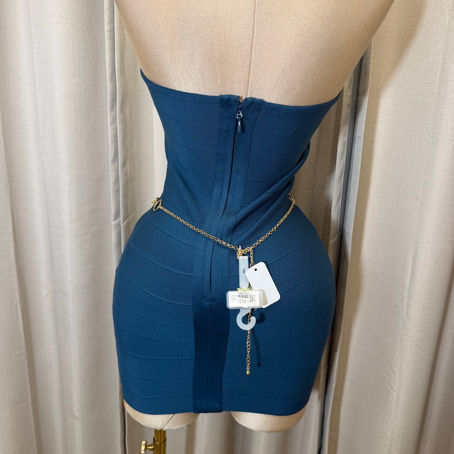 Sleeveless Halter Bandage Mini Dress-Teal