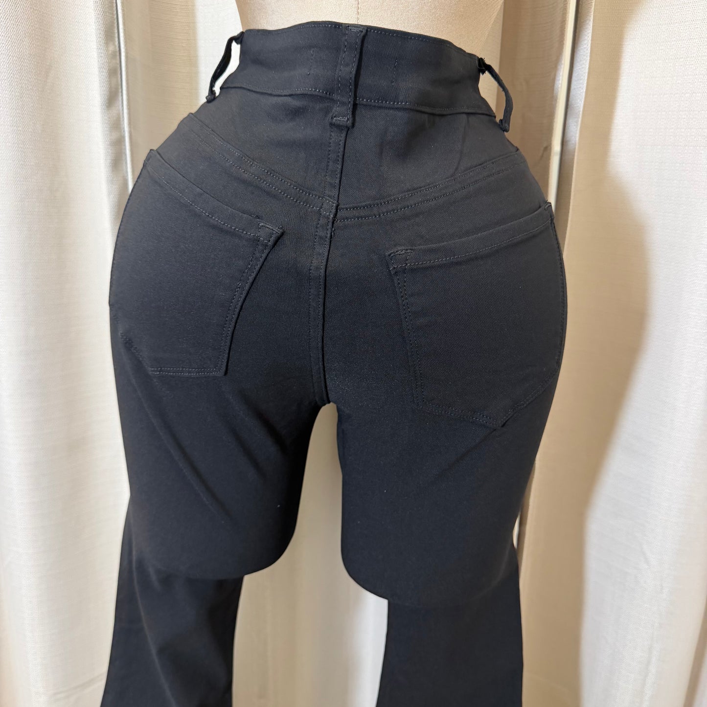Flare stretchy High waisted pants- Black