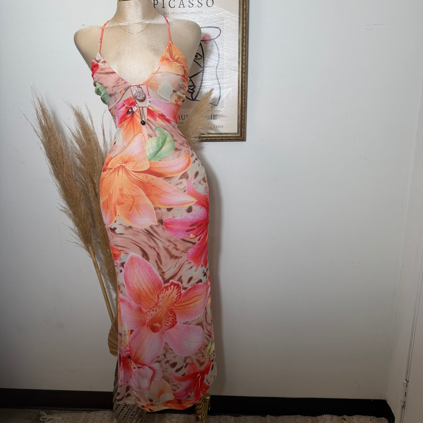 Tropicoqueta Mesh Dress-Peach