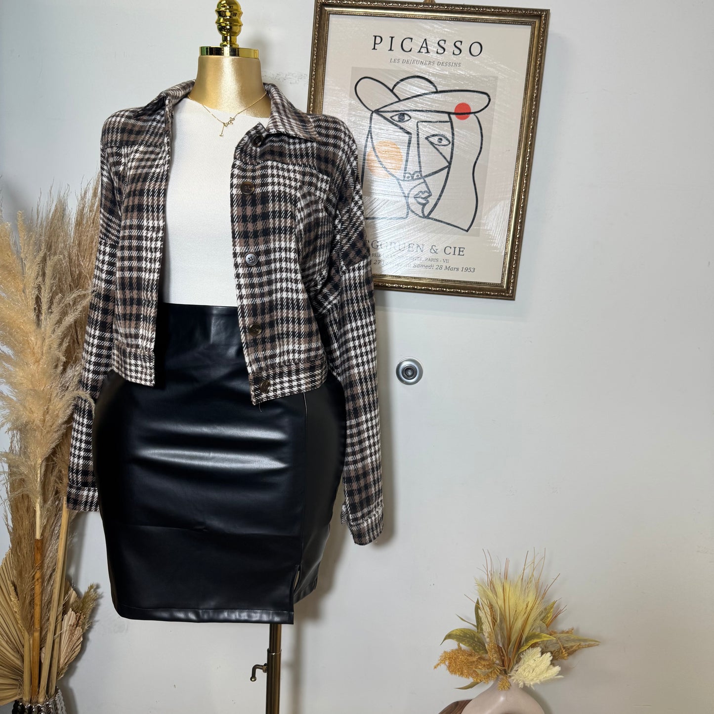 Faux Leather Mini Skirt-Black