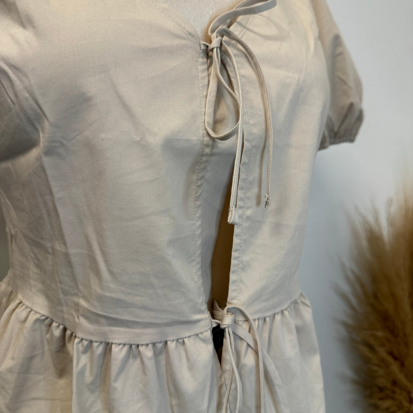 Bow Bubble Top-Taupe