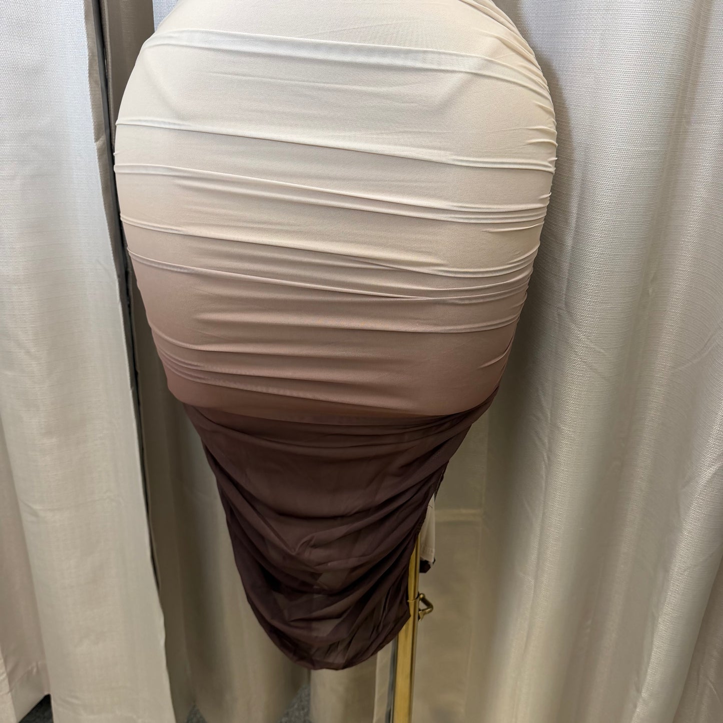 Ombre Off the Shoulder Dress-Taupe/Brown