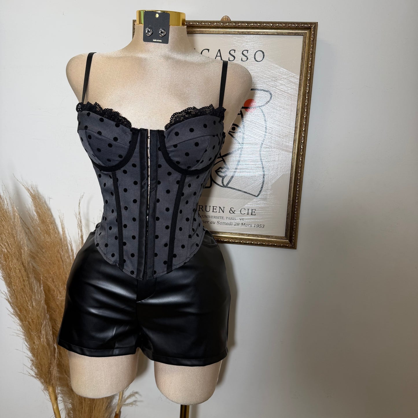 Polka Dot Corset Lace Up in the back