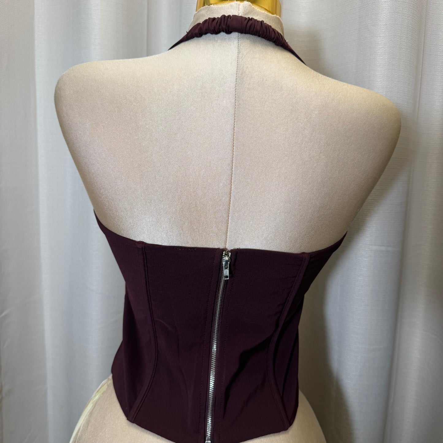 Halter bustier Corset Crop Top-burgundy