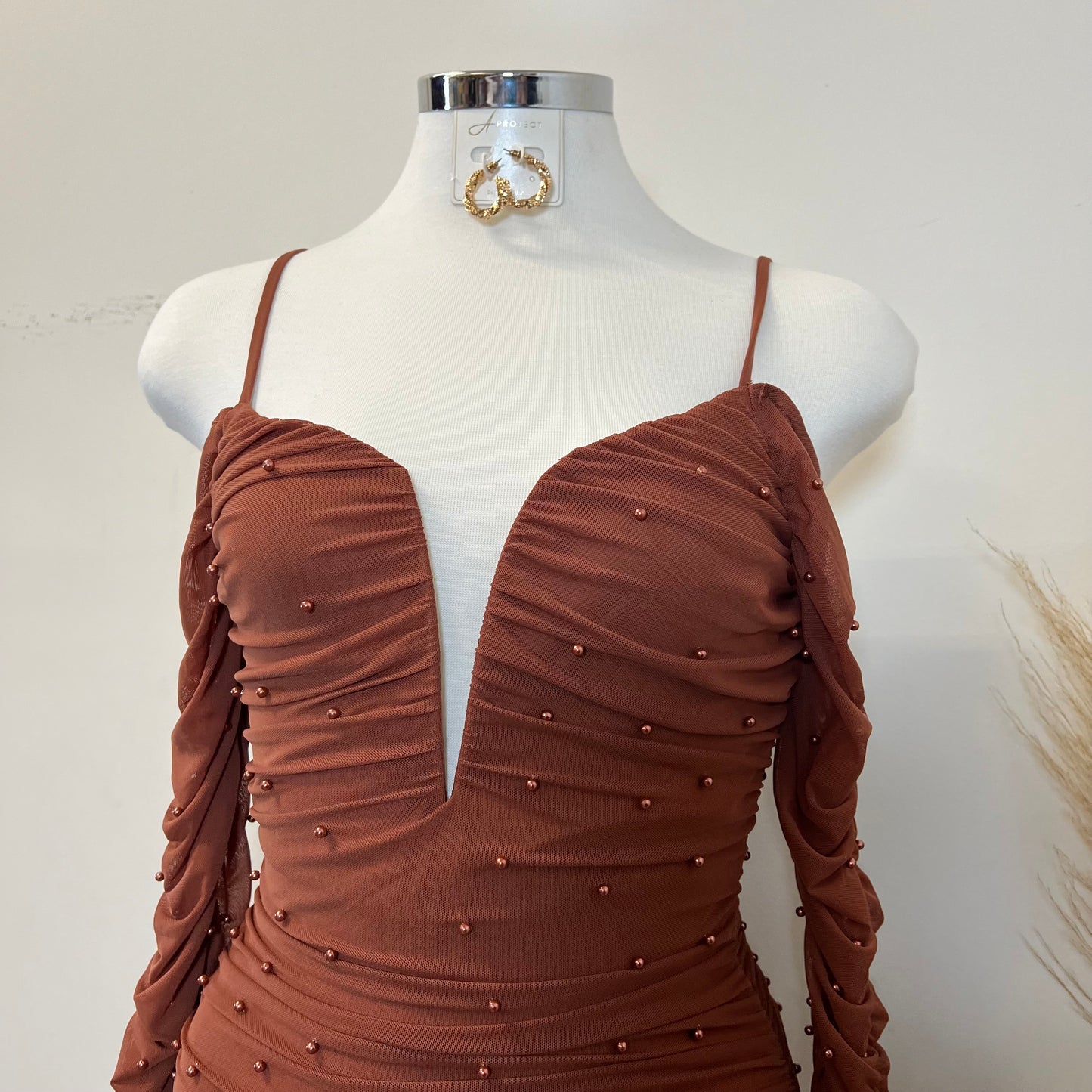 Livia Pearl Dress-Brown