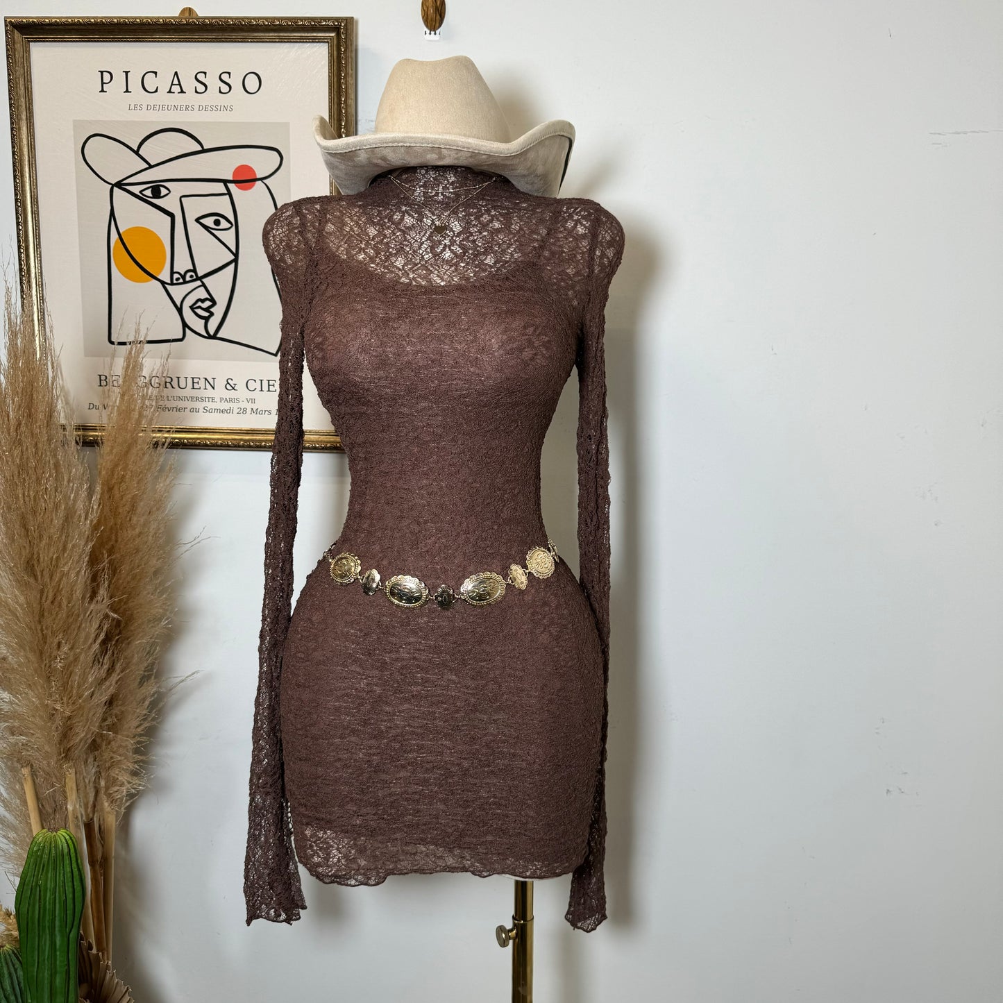 Karolina Lace Dress -Brown