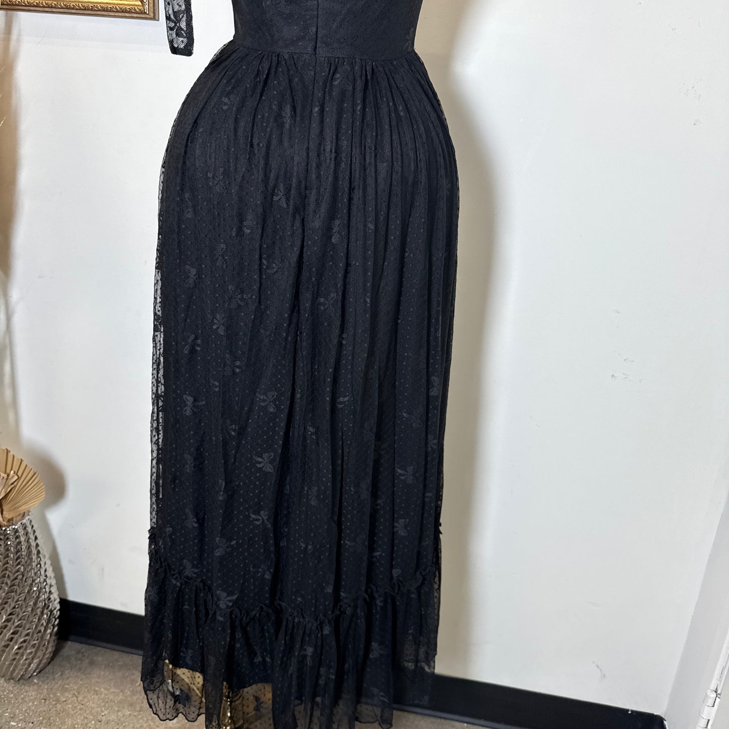 Bow Midi Dress-Black