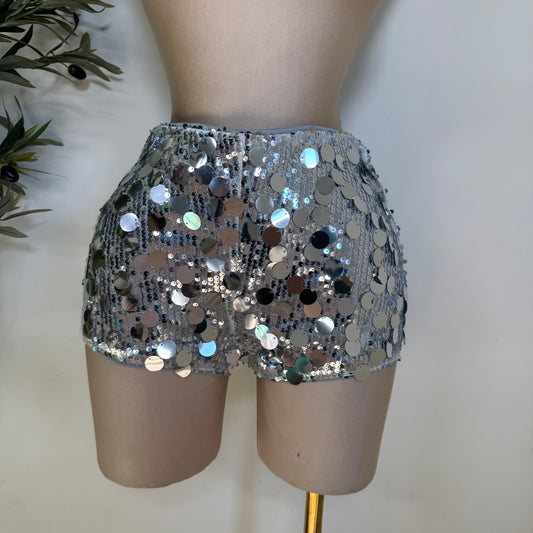 Sha Mini Shorts-Silver