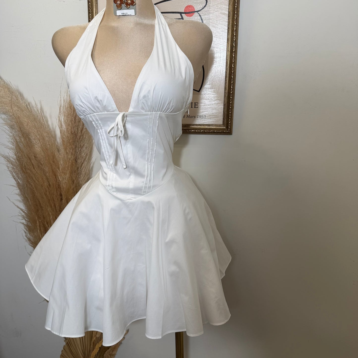 Angela Corset Halter Dress-White