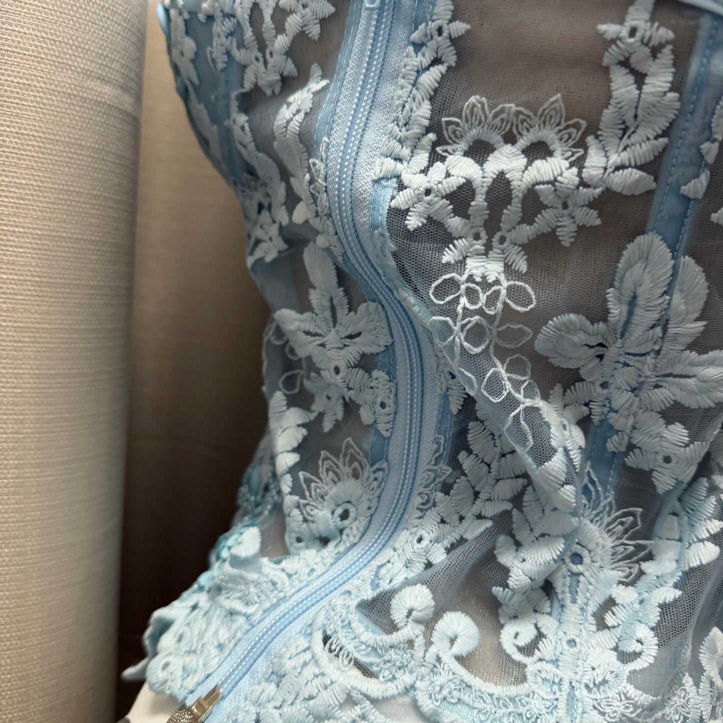 Still sequin lace corset-Baby blue