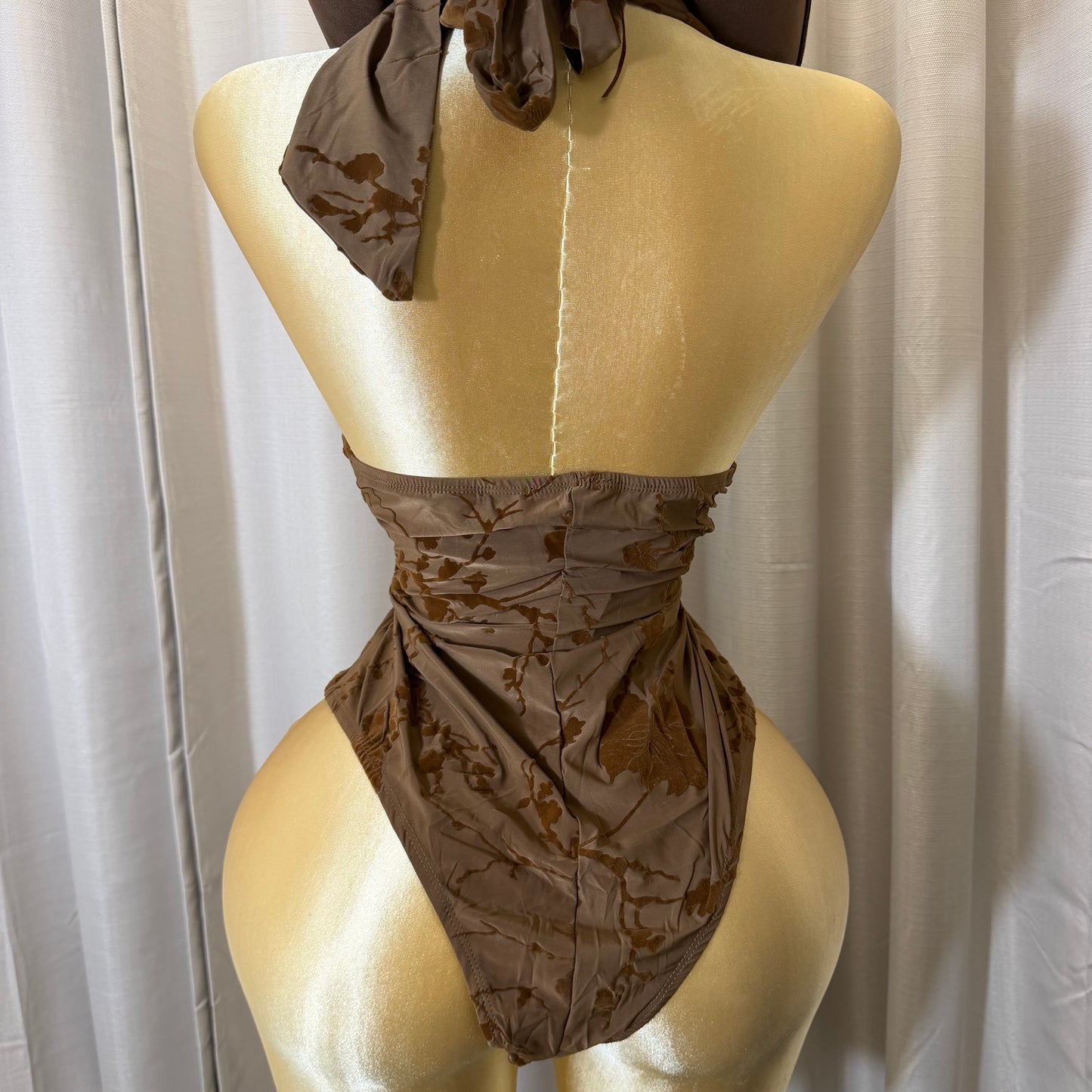 PL-Halter Top Bodysuit-Brown