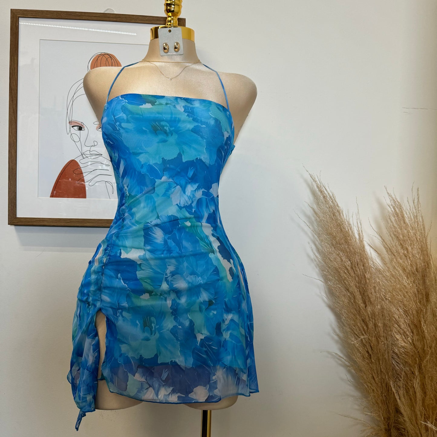 Ay Mama Mesh Dress-Blue