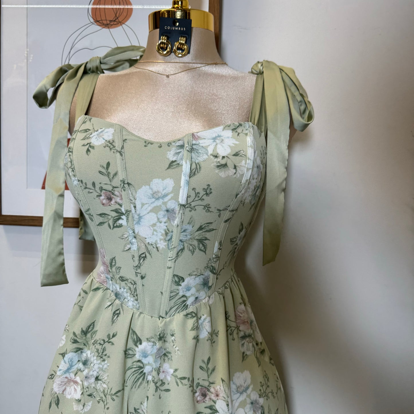 Bunny Corset Maxi Dress-Green