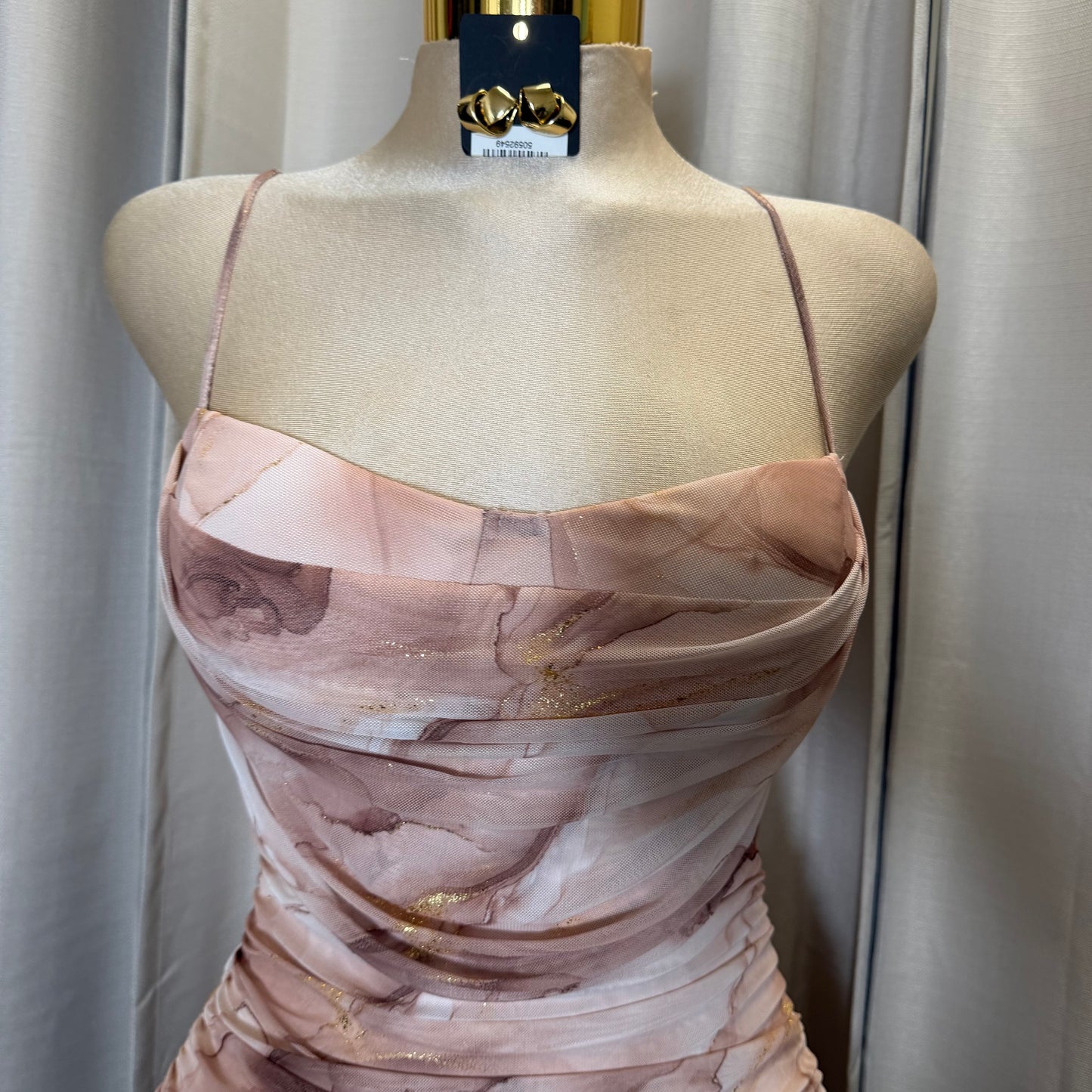 SLEEVELESS COWL DRESS-Brown