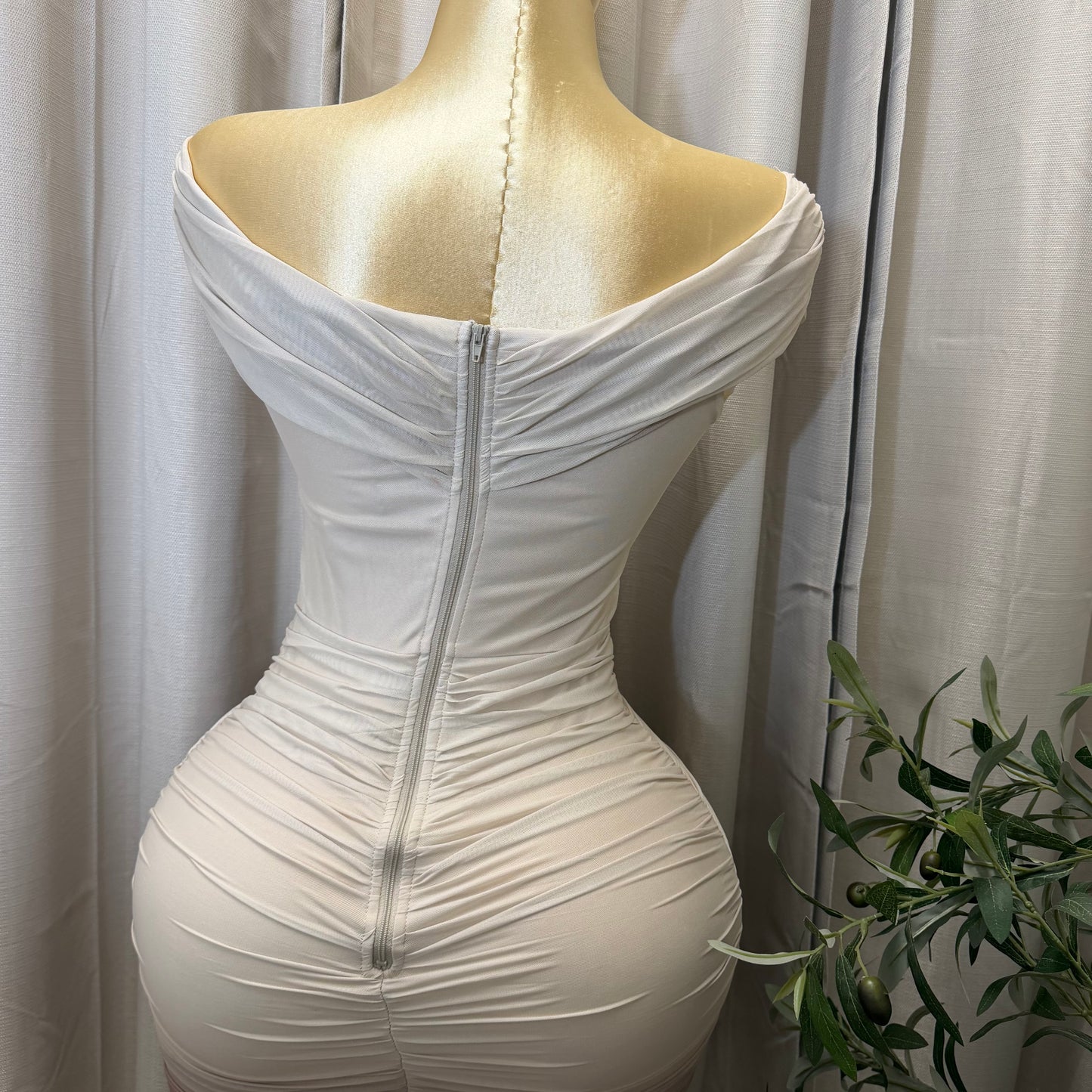 Ombre Off the Shoulder Dress-Taupe/Brown