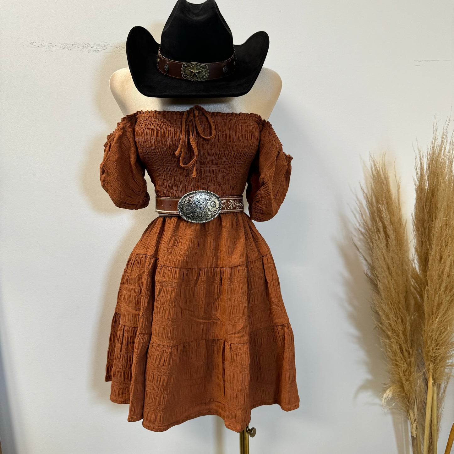 Vaquerita Dress-Rust