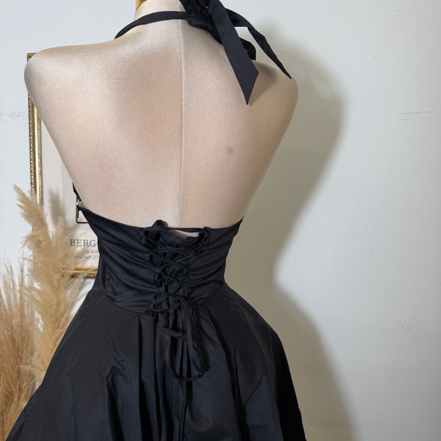 Angela Corset Halter Dress-Black