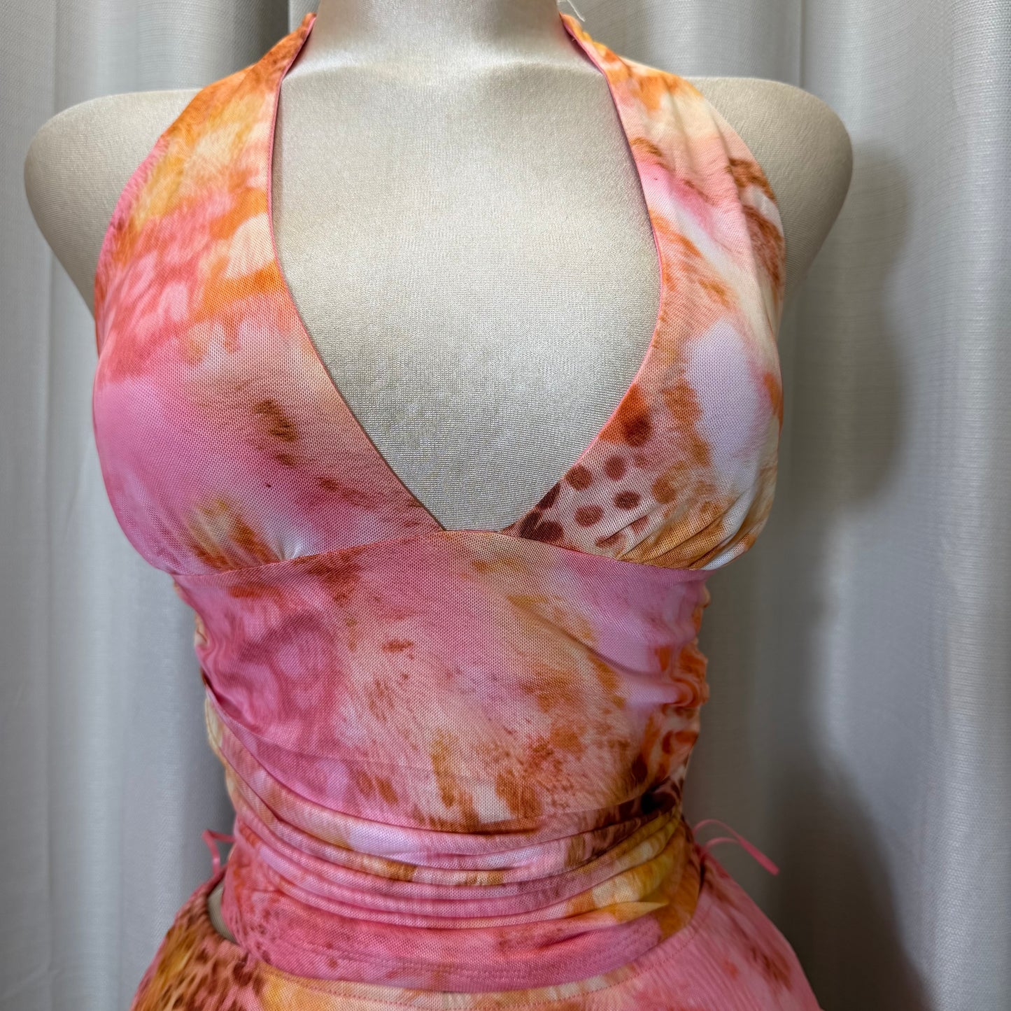 Halter Skirt Flare Set-Pink