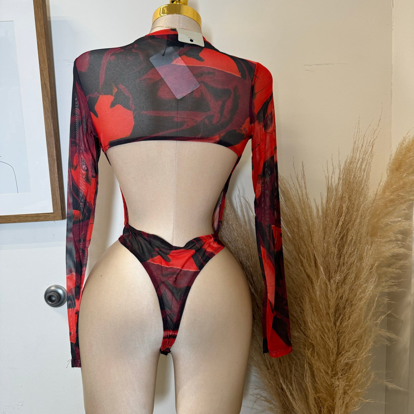 Open Back Bodysuit-Burgundy