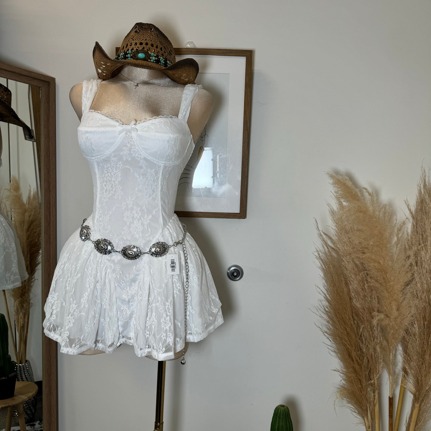 Miriam Lace Mini Dress-White