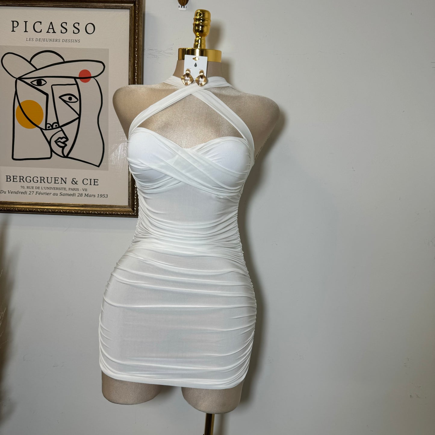 X Silky Mini Dress-White