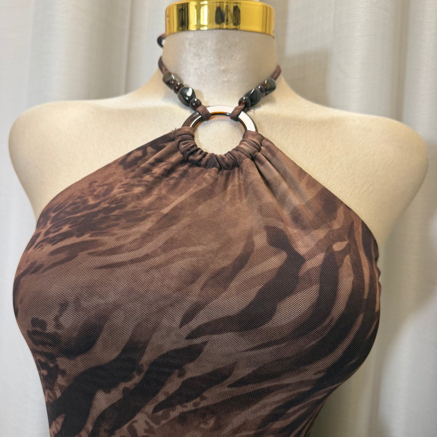 Halter Leopard Dress-Brown