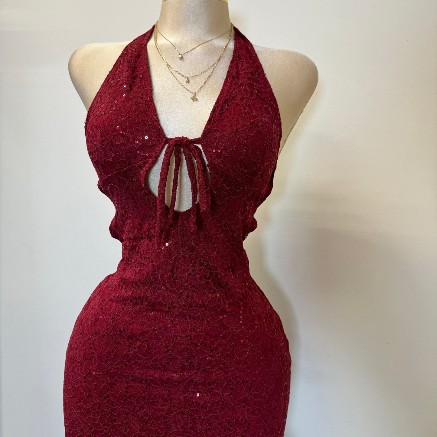 All eyes on me Halter Maxi Dress-Burgundy