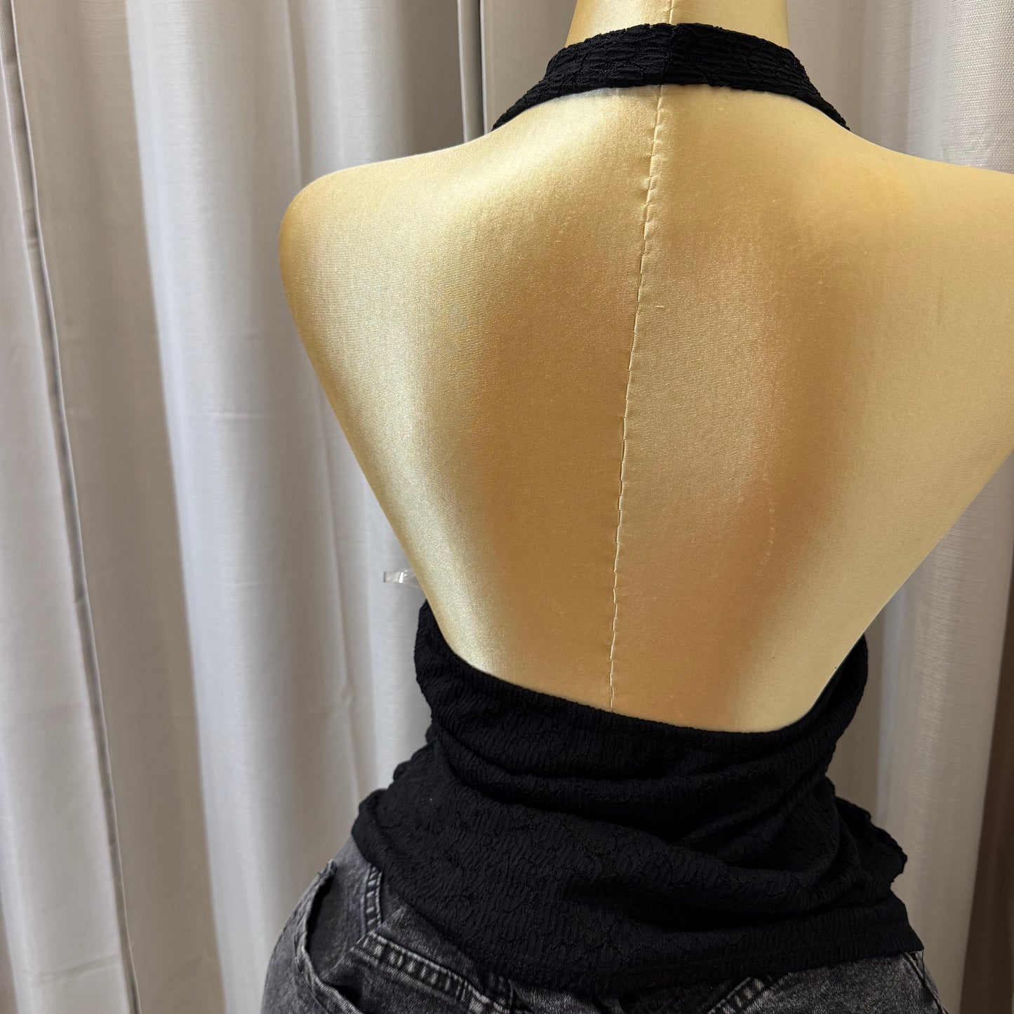 PL-Halter Lace Top-Black
