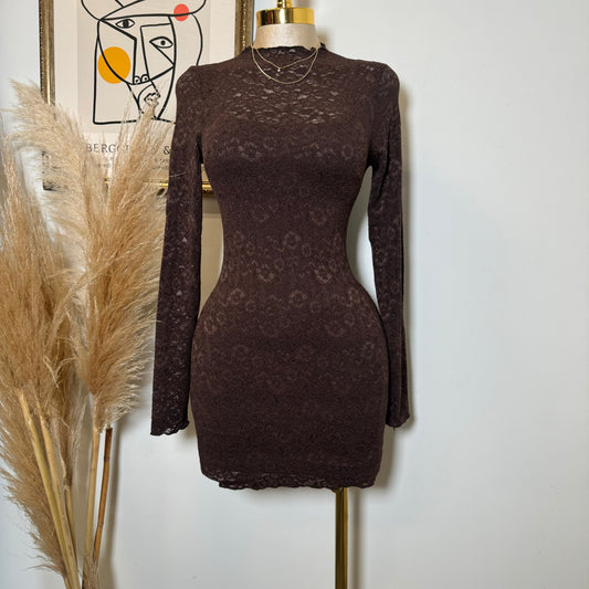 Rosie Lace Dress-Brown