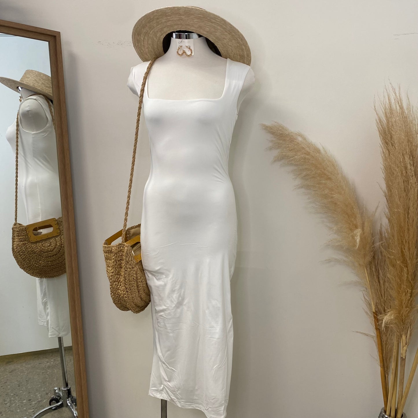 Alexa Double Layer Dress-White