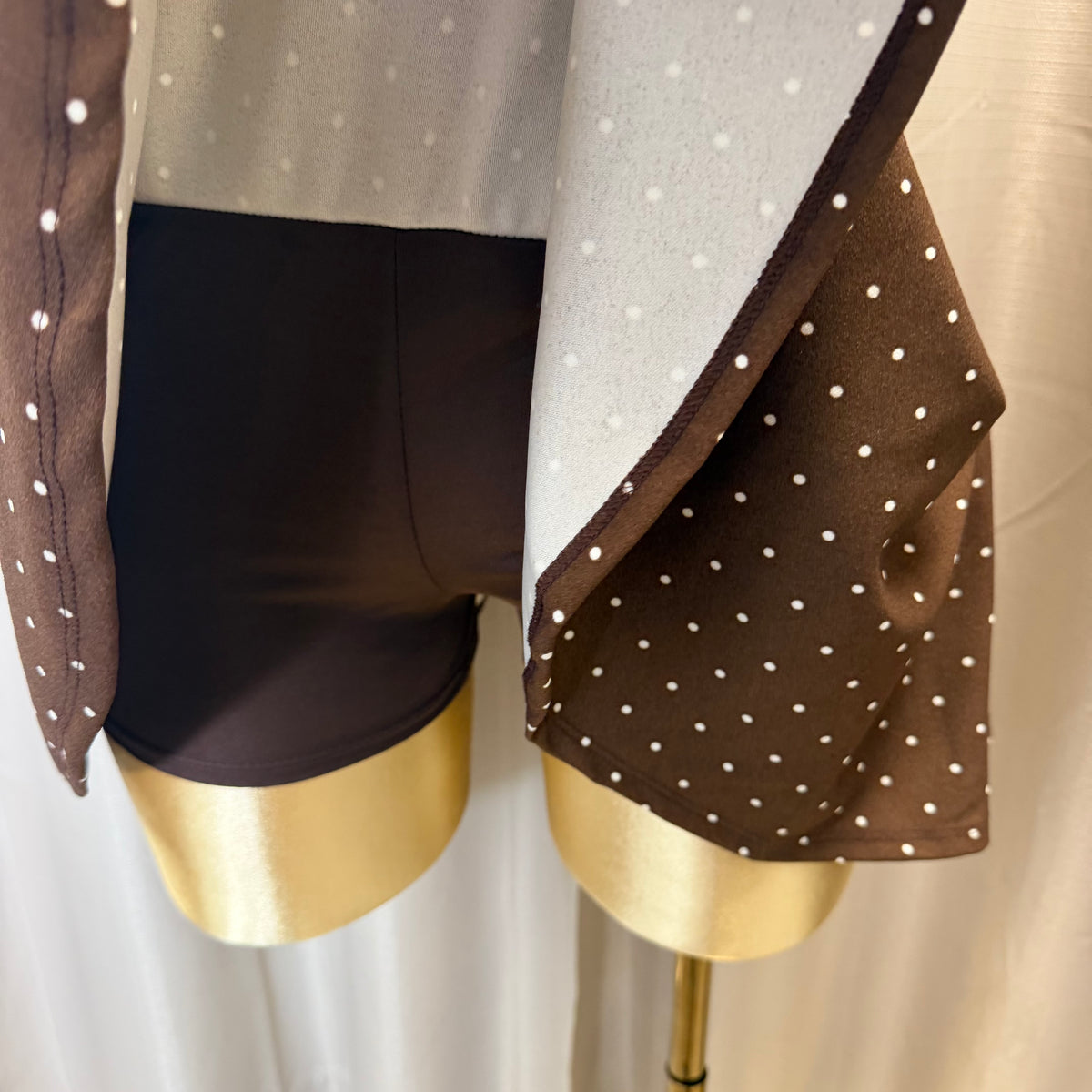 PL-Halter Polka Dot Dress-Brown/White