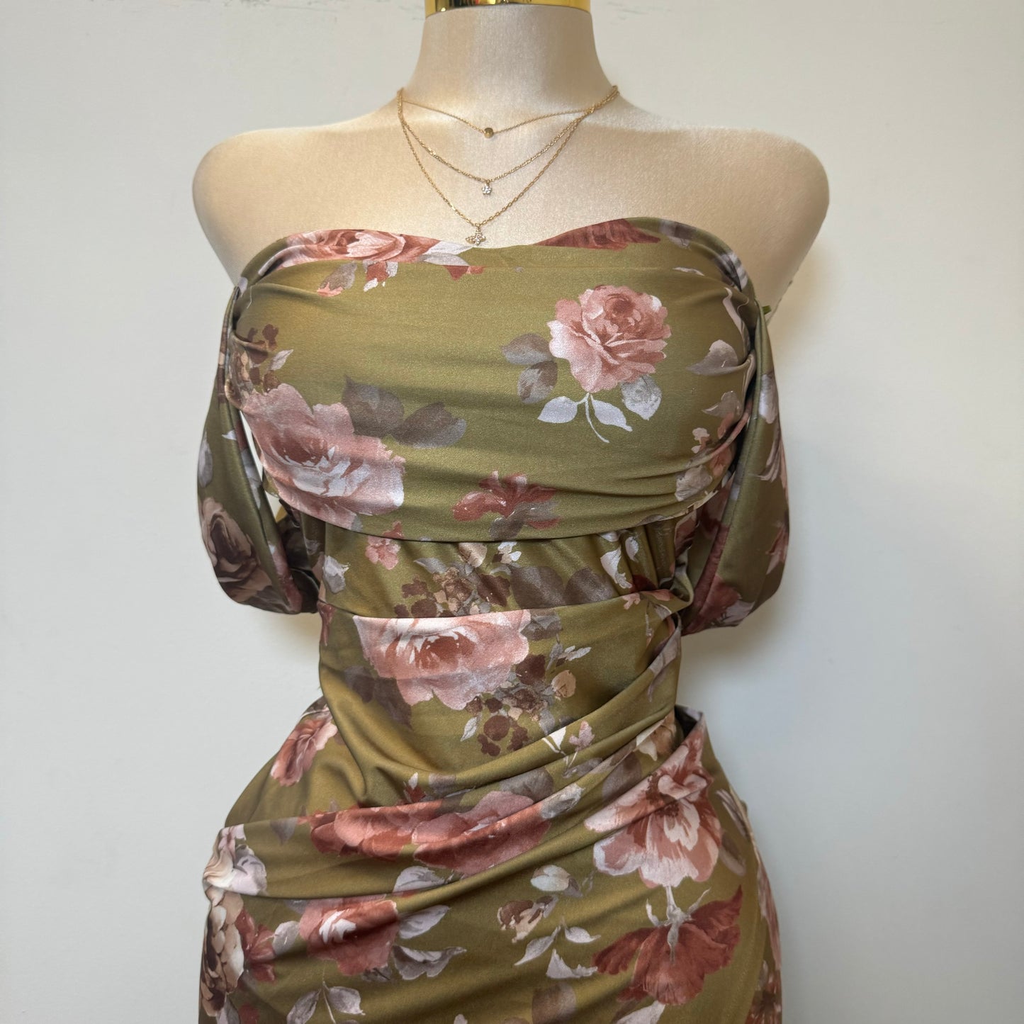 Olivia Satin Dress-Olive