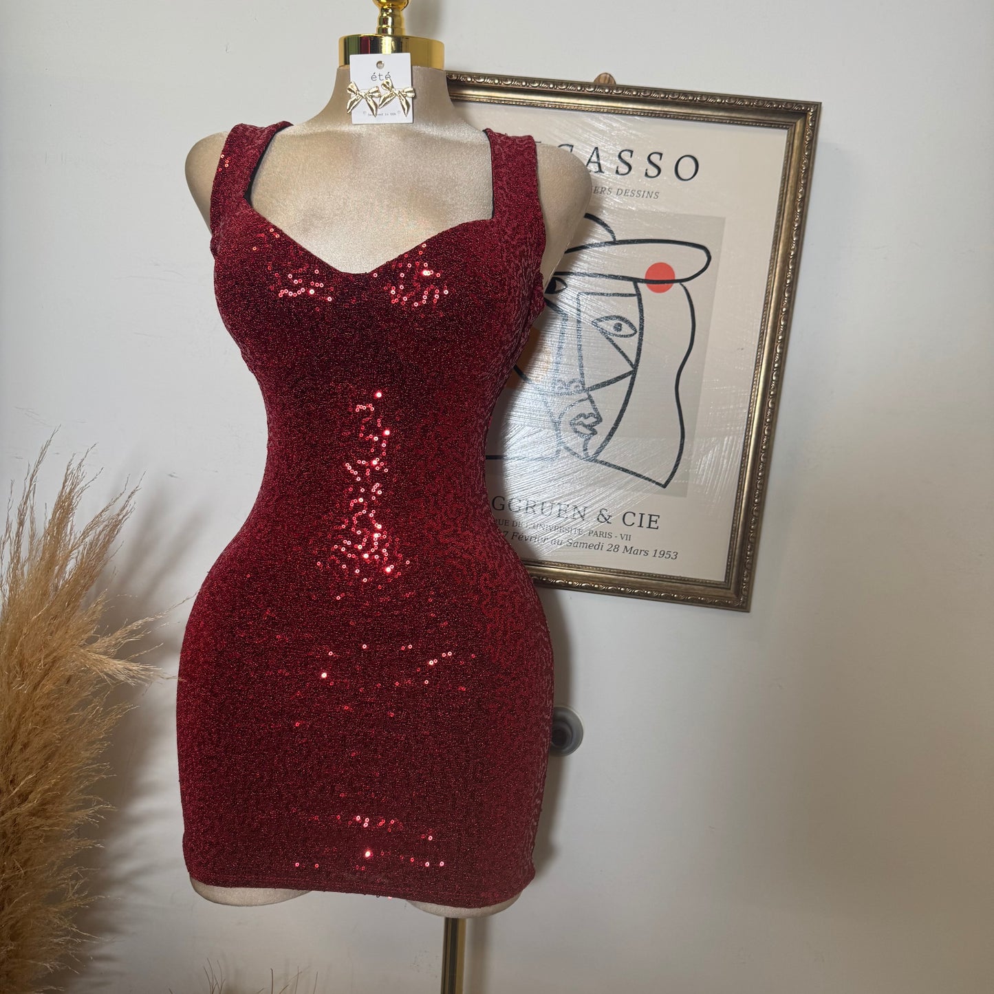 Sequin Dress-Red