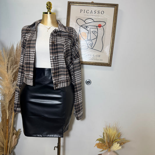 Faux Leather Mini Skirt-Black