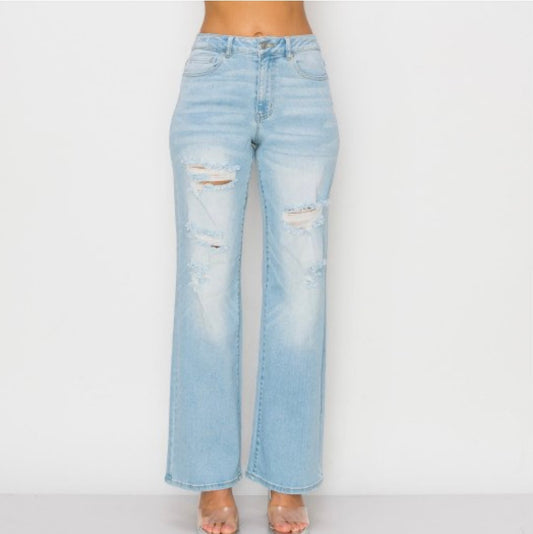 90259 Loose Straight Jeans -LT Blue