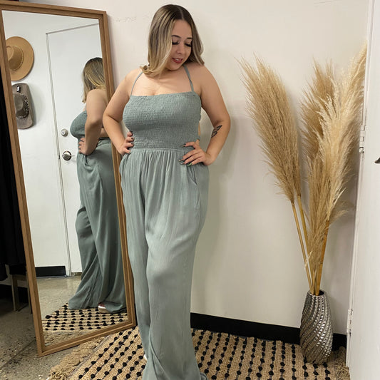 Maclo linen Jumpsuit-Sage Green