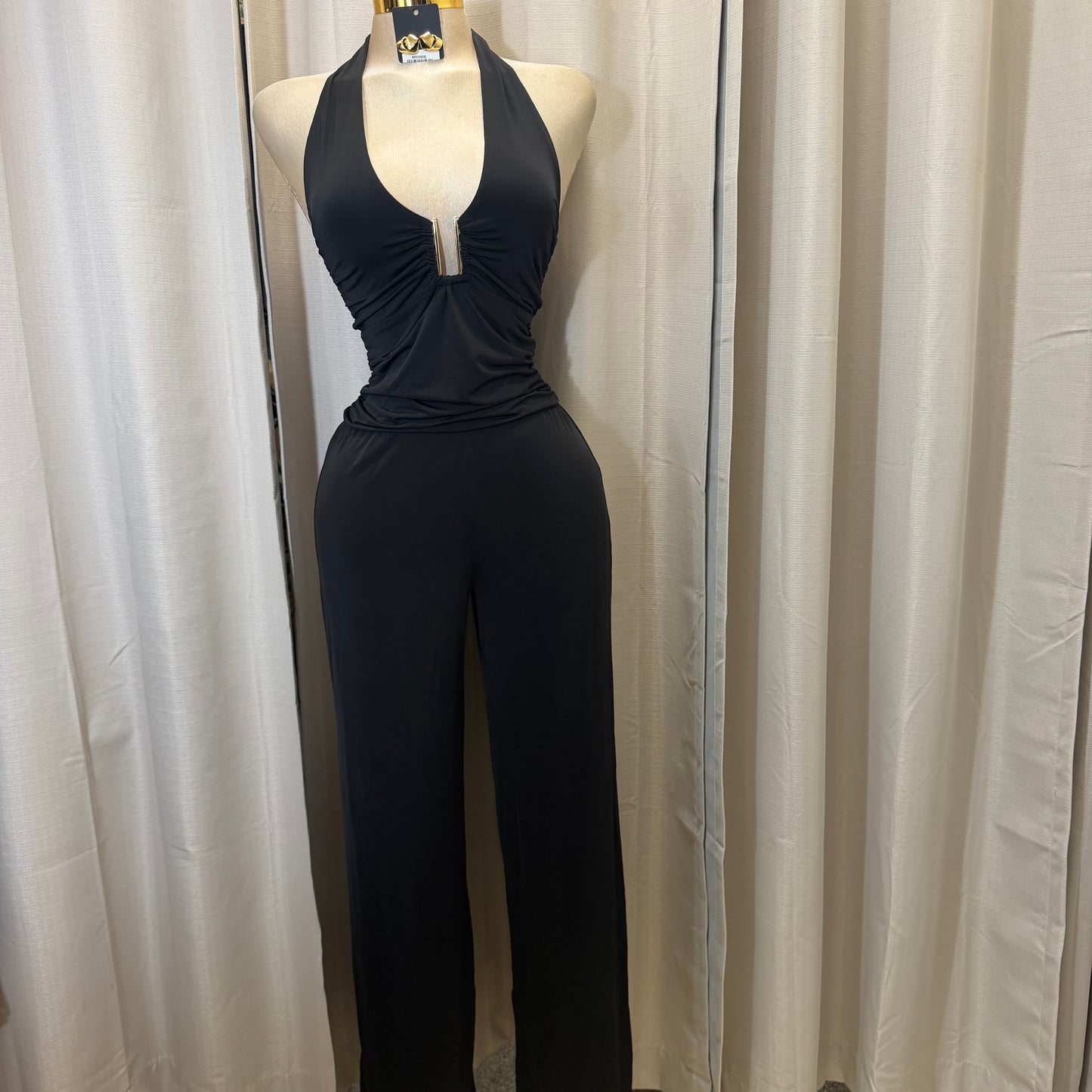 Halter Wire insert Jumpsuit-Black