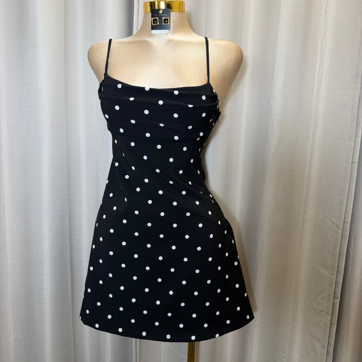 Polka Dot Mini Dress-Black/White