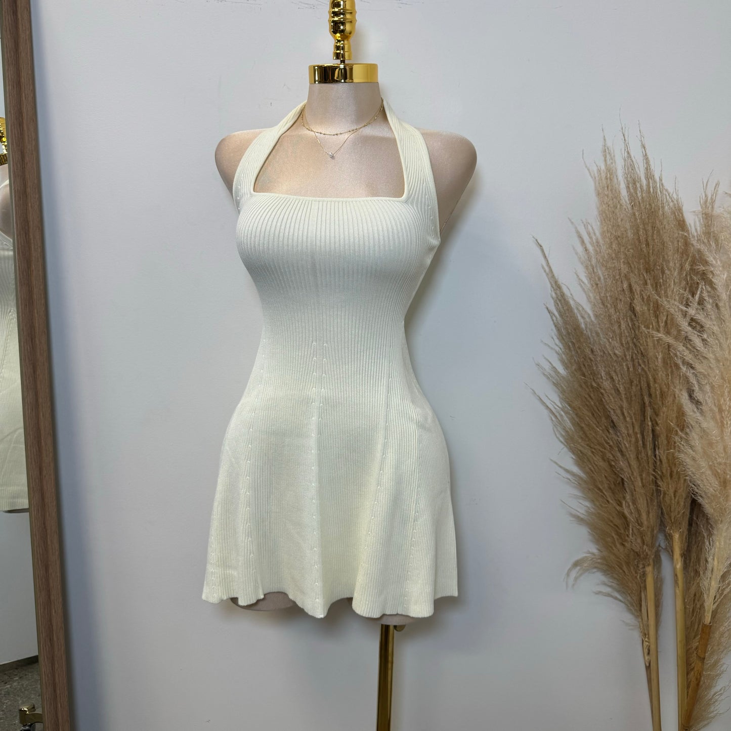 Amren Halter Sweater Dress-Ivory