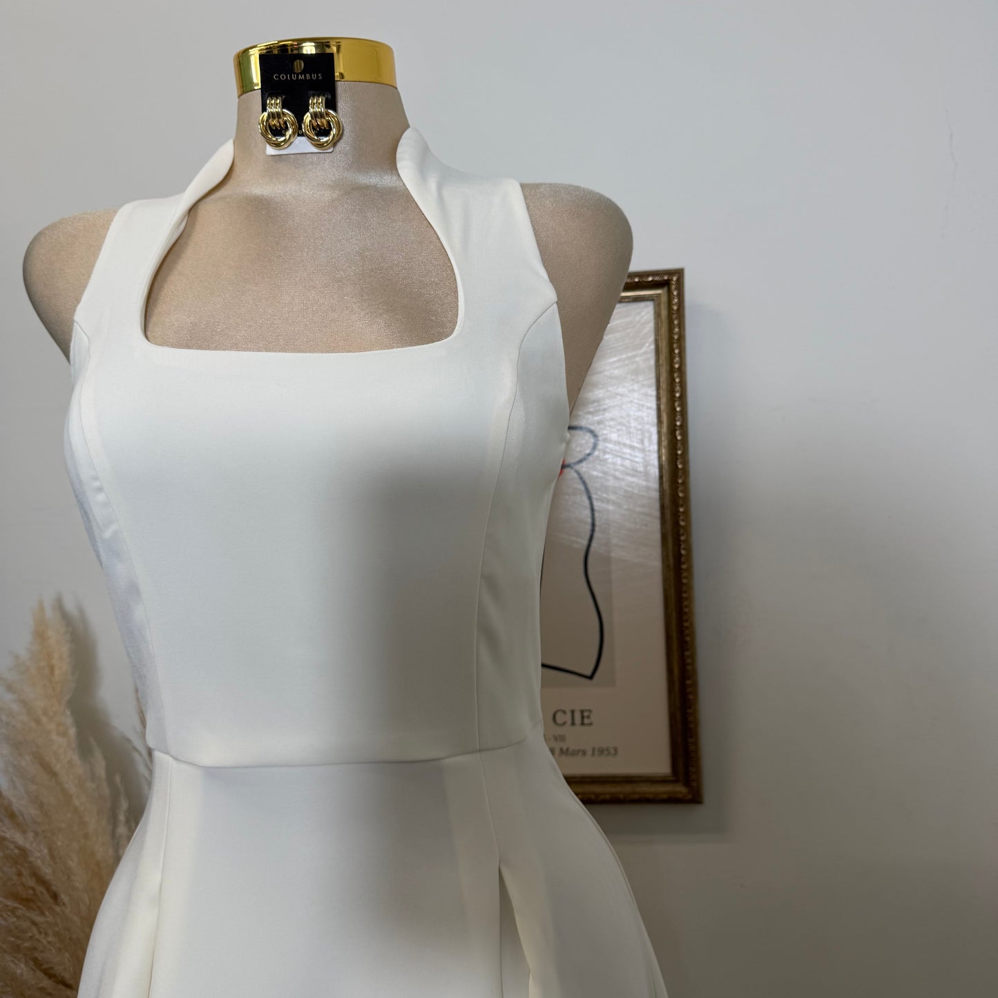 Solid a Line Mini Dress-Off white