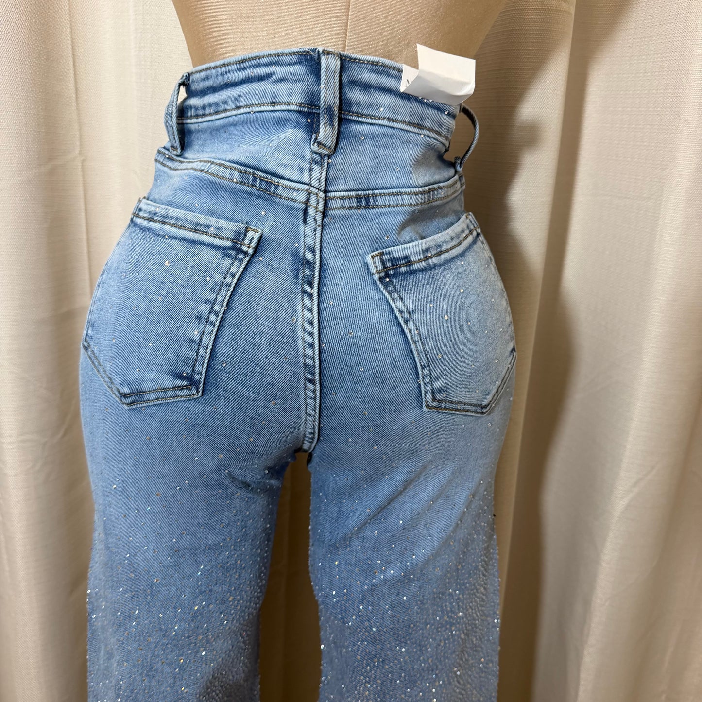 TQM Rhinestone Jeans-Blue