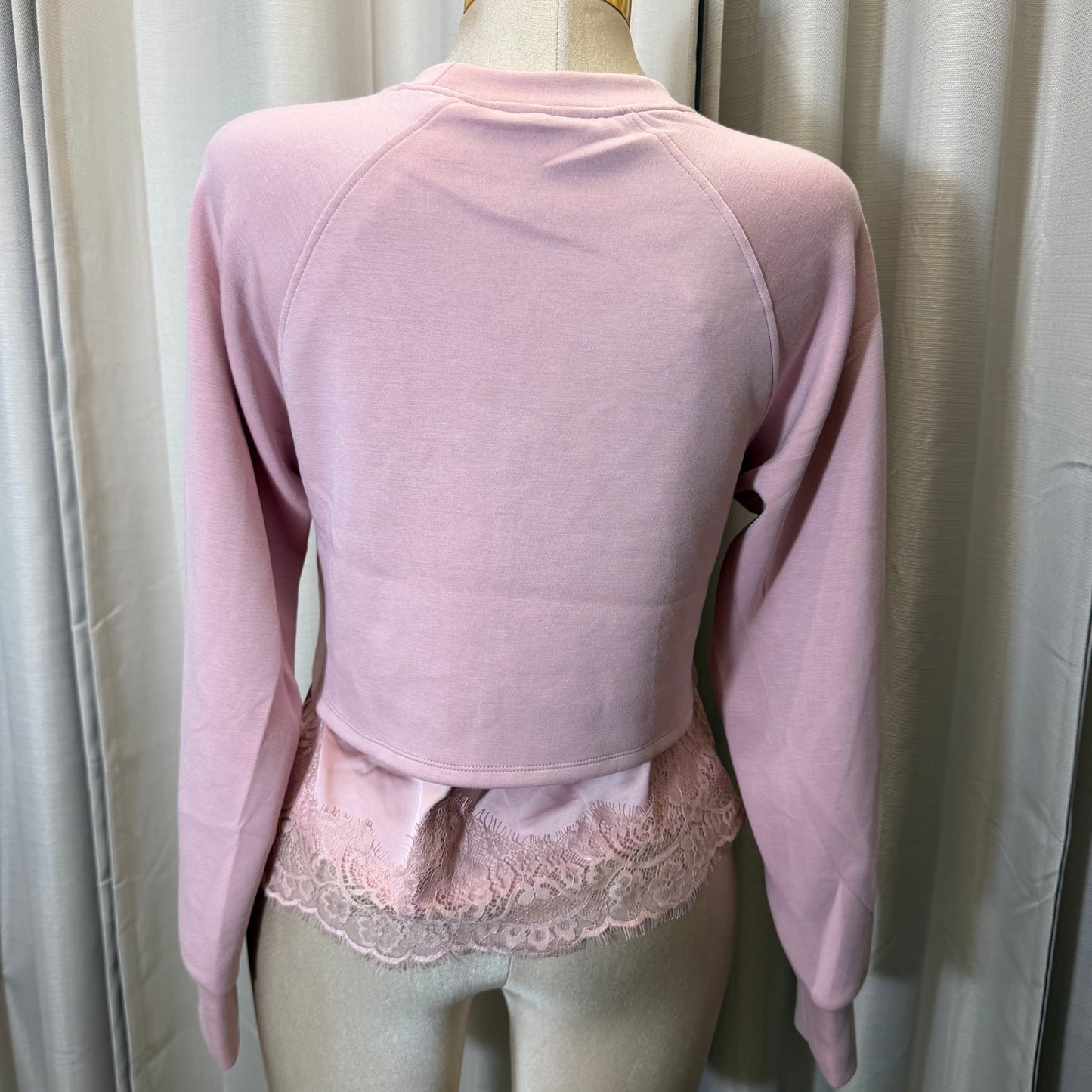 Long sleeve Sweater Top lace detail -Pink